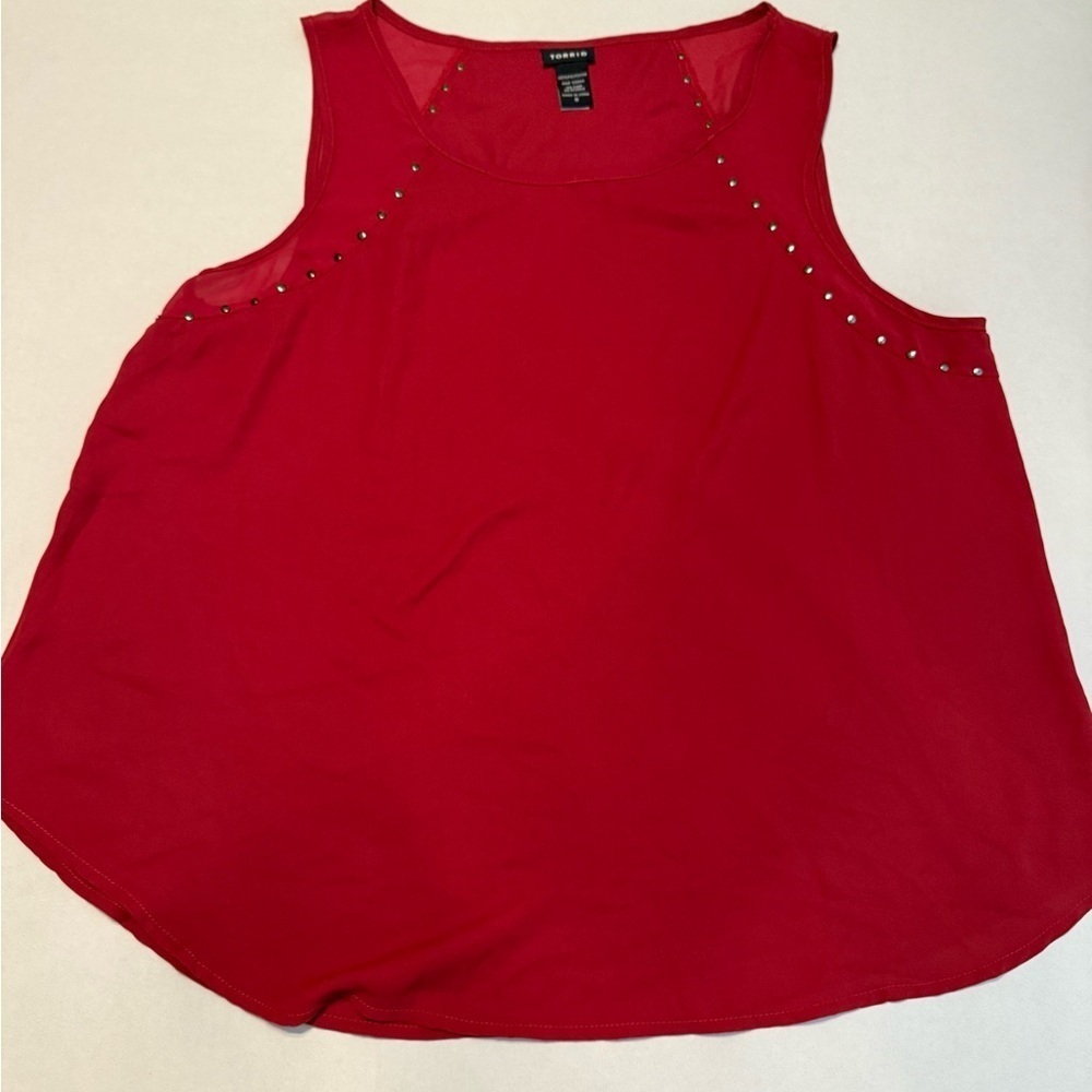 Torrid Red Crew Neck Tunic Tank with Stud Detail Size L/12